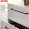 NAIERDI Black Cabinet Handles Zinc Alloy Square Closet Drawer Cupboard Pulls Gold Bathroom Door Knobs Furniture Kitchen Handle