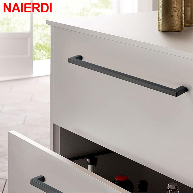 NAIERDI Black Cabinet Handles Zinc Alloy Square Closet Drawer Cupboard Pulls Gold Bathroom Door Knobs Furniture Kitchen Handle