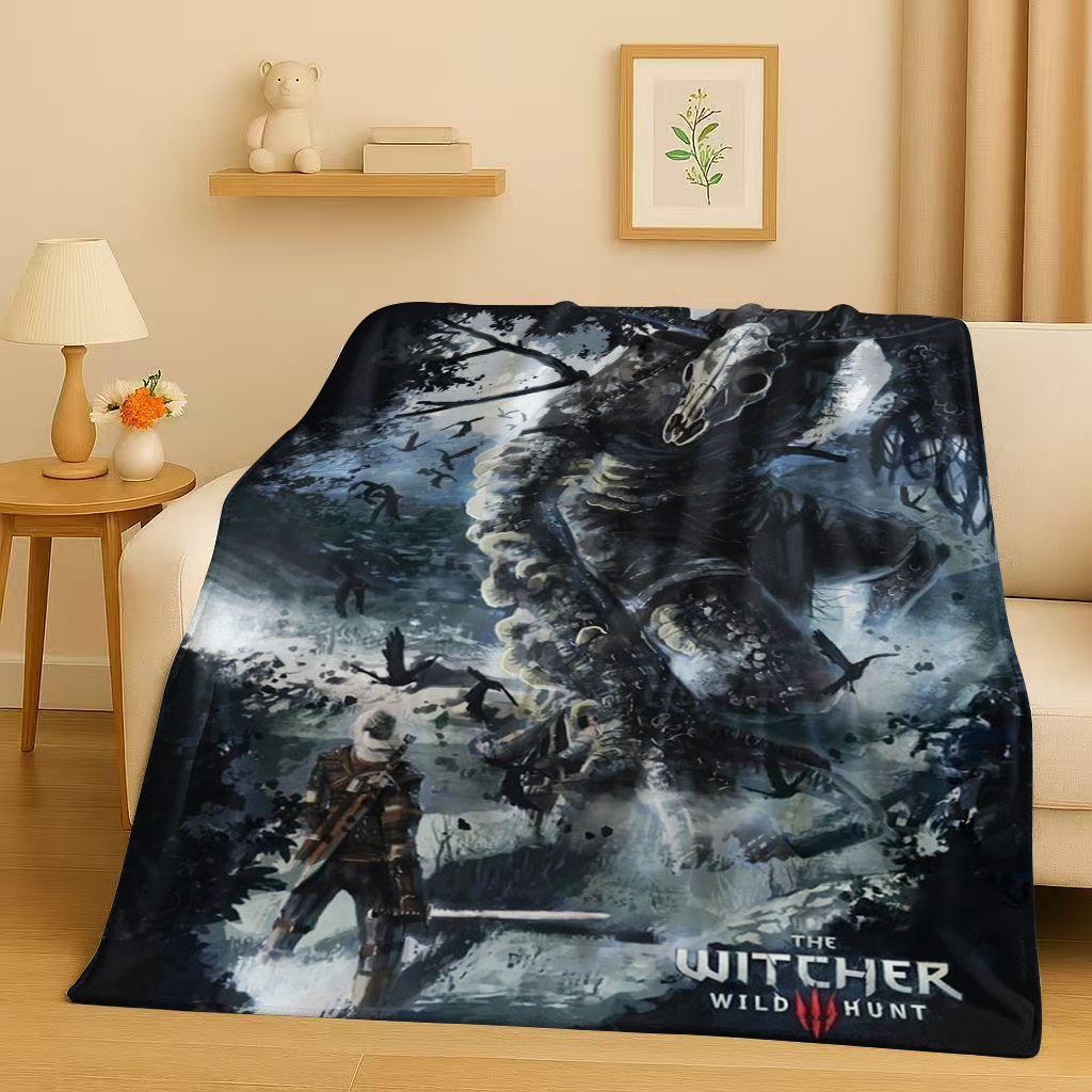 3D The W-Witcher Game Geralt Gamer Cartoon Flannel Blanket,Ultra Soft Plush Throw for Home Bedroom Bed Sofa Cover Kid Gift