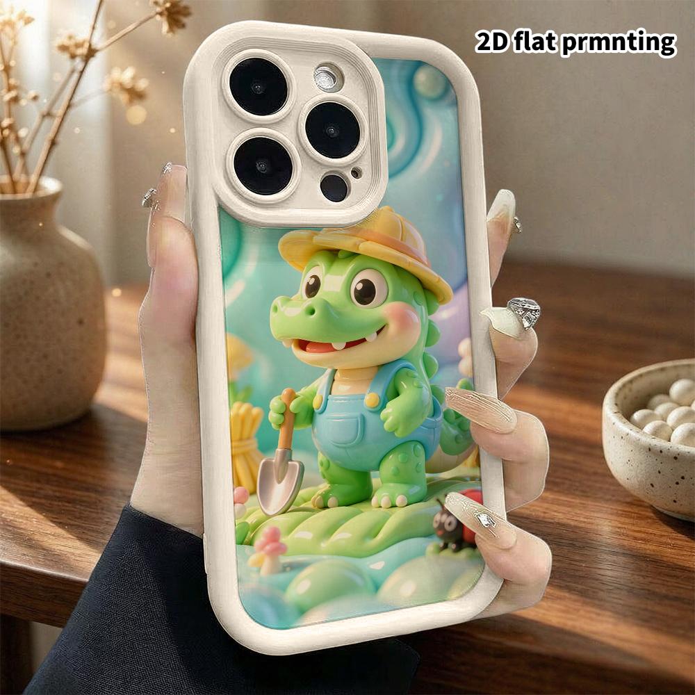 Phone Case: 2D flat design, suitable for iPhone 18, 17, 16, 15, 14, 13 Pro protective cases, little farming crocodile, perfect Christmas and Halloween