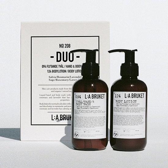 La Brunette Hand & Body Wash + Body Lotion 190ml Set (sage/rose/lavender)