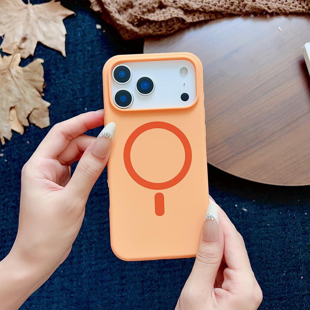 For iPhone 17 Pro Max Magnetic Case Silicone + PC Protective Phone Back Cover Compatible with MagSafe