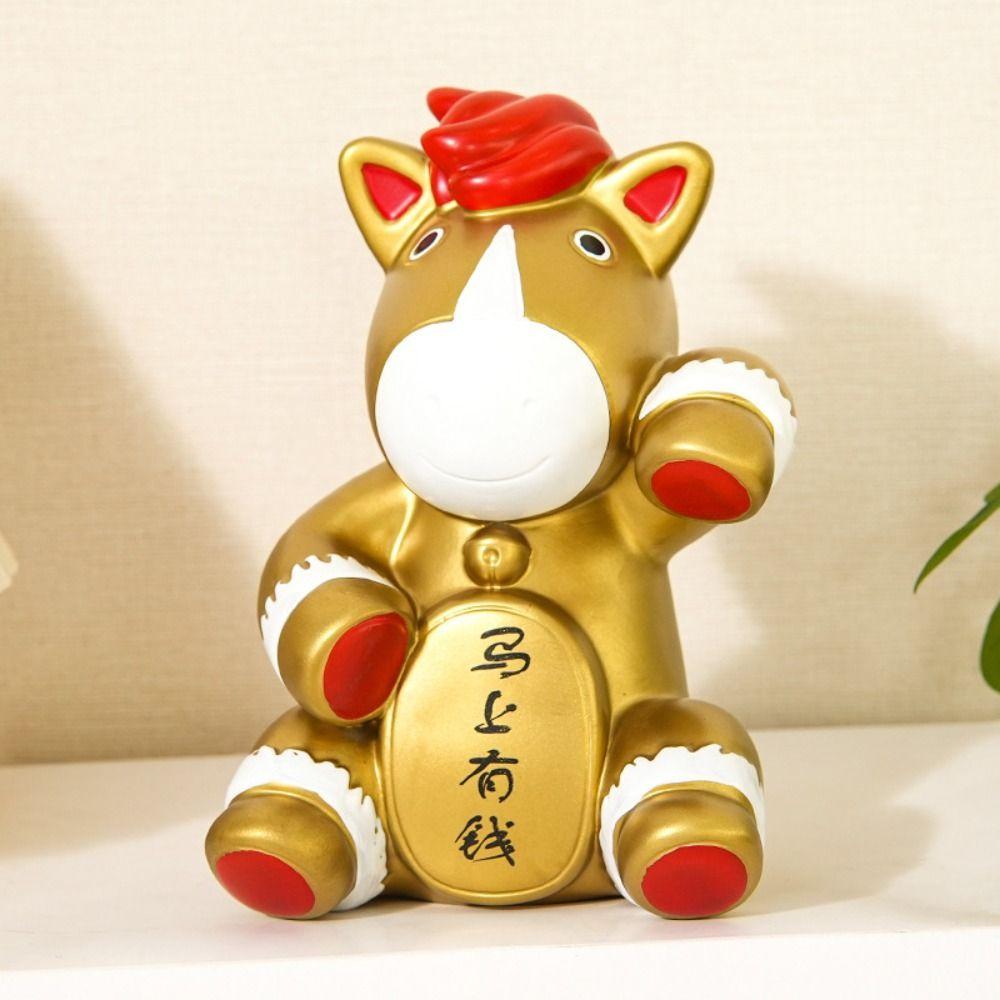 Gold Horse Money Jar Animal Coin Saving Box Durable Horse Piggy Bank New Year Celebration