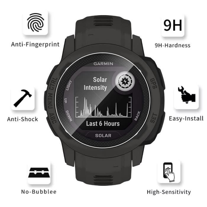 Закаленное стекло для Garmin Instinct 2 - Instinct 2 Solar [Набор из 2 штук] Защитная пленка для экрана часов против царапин Phonillico®