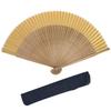 Folding Pure Brown Set Fan for Men Bones [KYOETSU] [Kyoetsu] Fan, Silk, Plain, Bones, 2-piece (fan, Bag) (brown 7)
