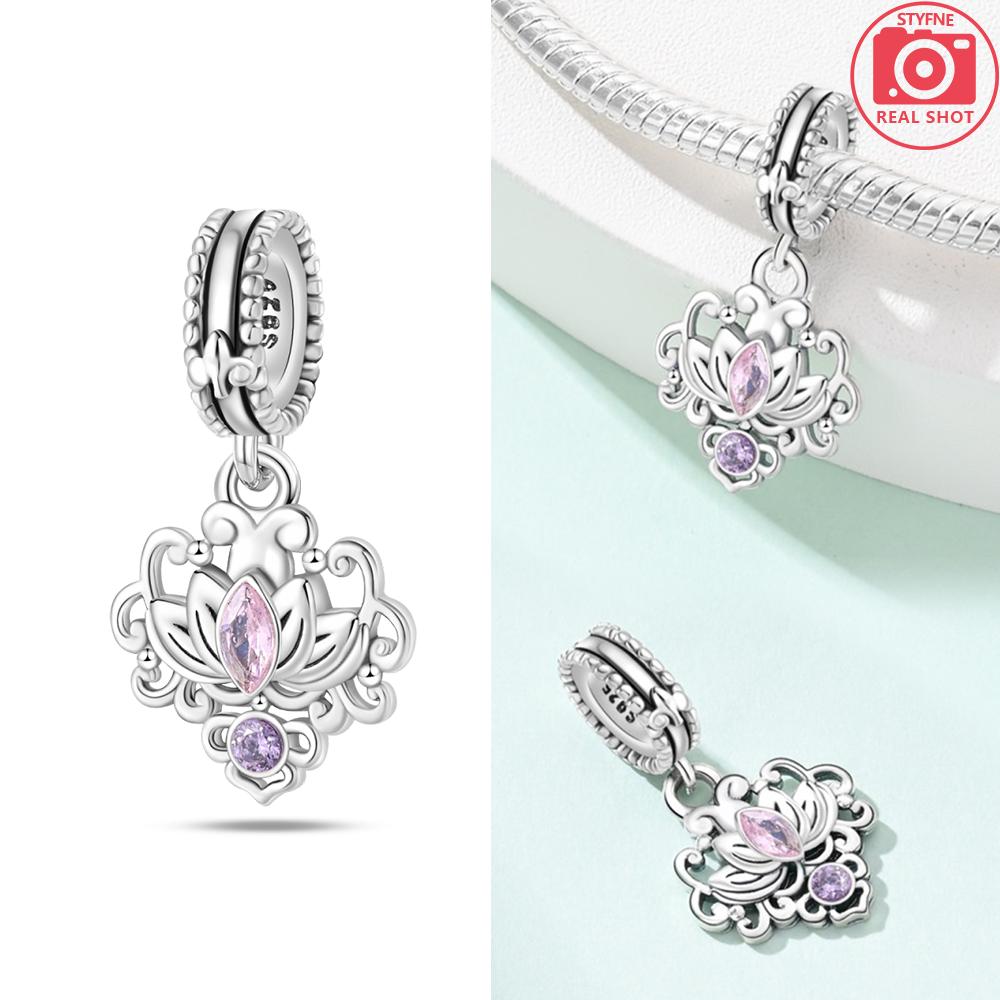 Heart Zircon Charm Bead Charms Authentic Classic copper Plated Lotus Angel Bead Charms Compatible With Bracelets Women Do It Yourself Jewellery Fine G
