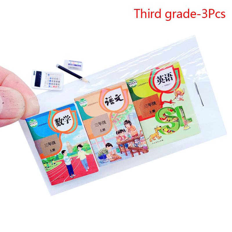 3шт 1:12 Миниатюрная книга для кукольного домика Учебники для всех классов Математика Английский Книги Модель Класс Декор Аксессуары для кукольного домика