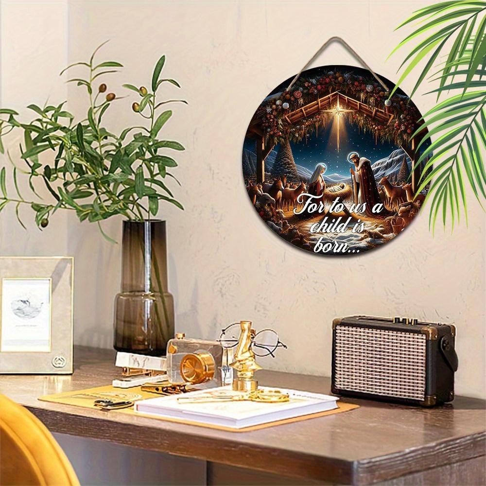 5 шт. Деревянная табличка с изображением духовного вертепа - идеально подходит для церковных дверей и стен | Идеальный христианский подарок