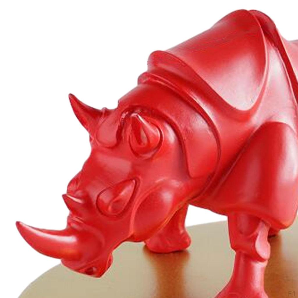 Animal Sculpture Rhinoceros Statue Decoration 24x13x13cm Fengshui Decor Desk Collection for Home
