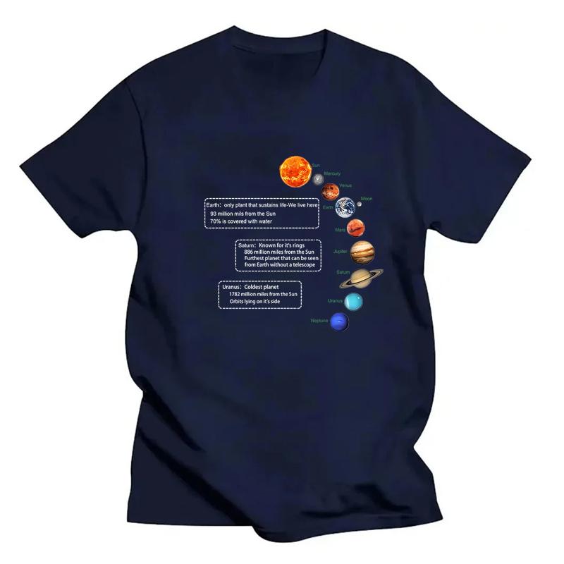 Cosmic Solar System Planets Print Hip Hop Top Short Sleeve Summer Street Casual Tee Clothing Loose Oversized T Shirt Cotton Tops