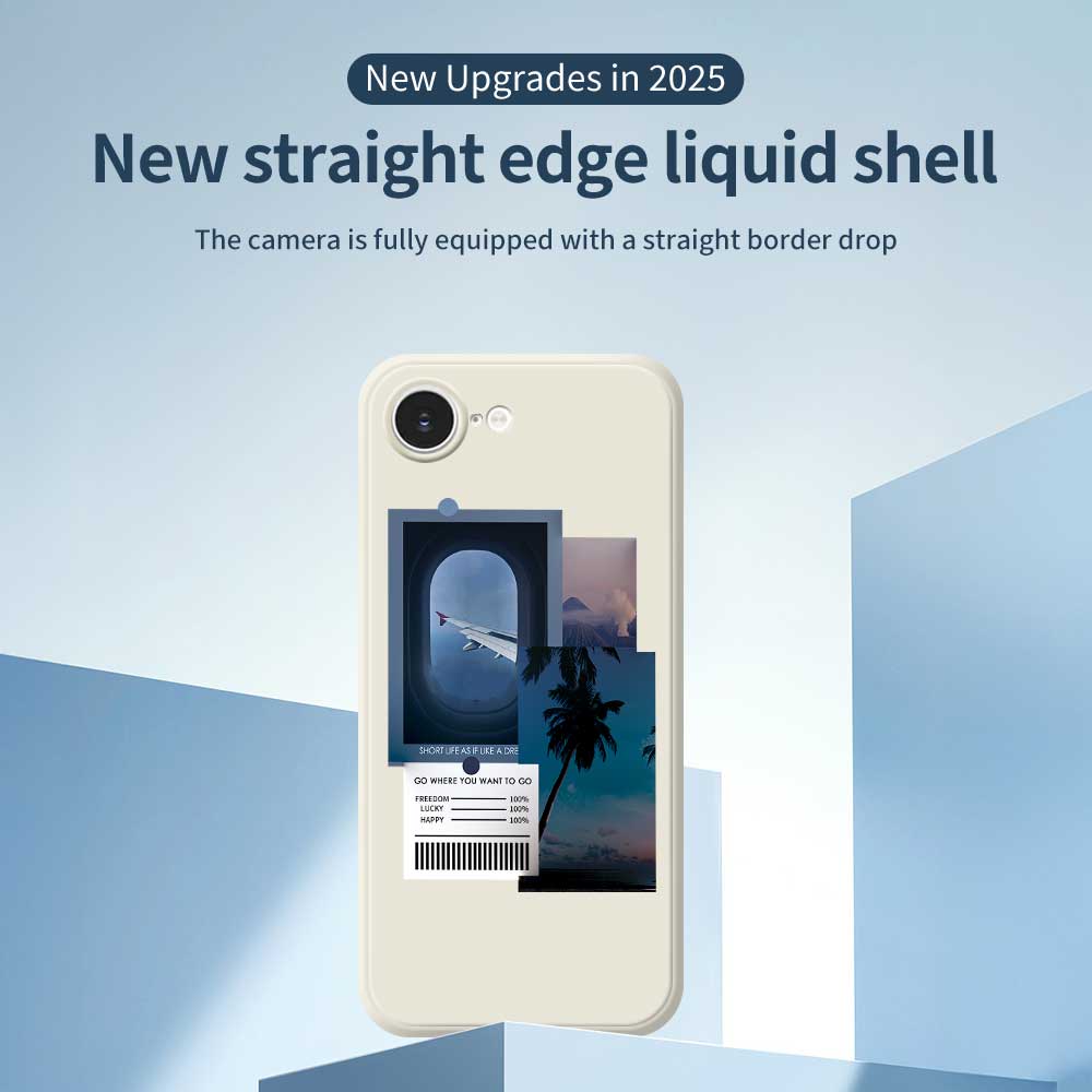 For iPhone 16e Case Landscape Illustration Pattern Printing Straight Edge TPU Phone Back Cover