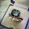 Набор колец Huitan Vintage Green Cubic Zirconie для женщин, золотистый цвет, темпераментные женские аксессуары для пальчиков, украшения для вечеринок