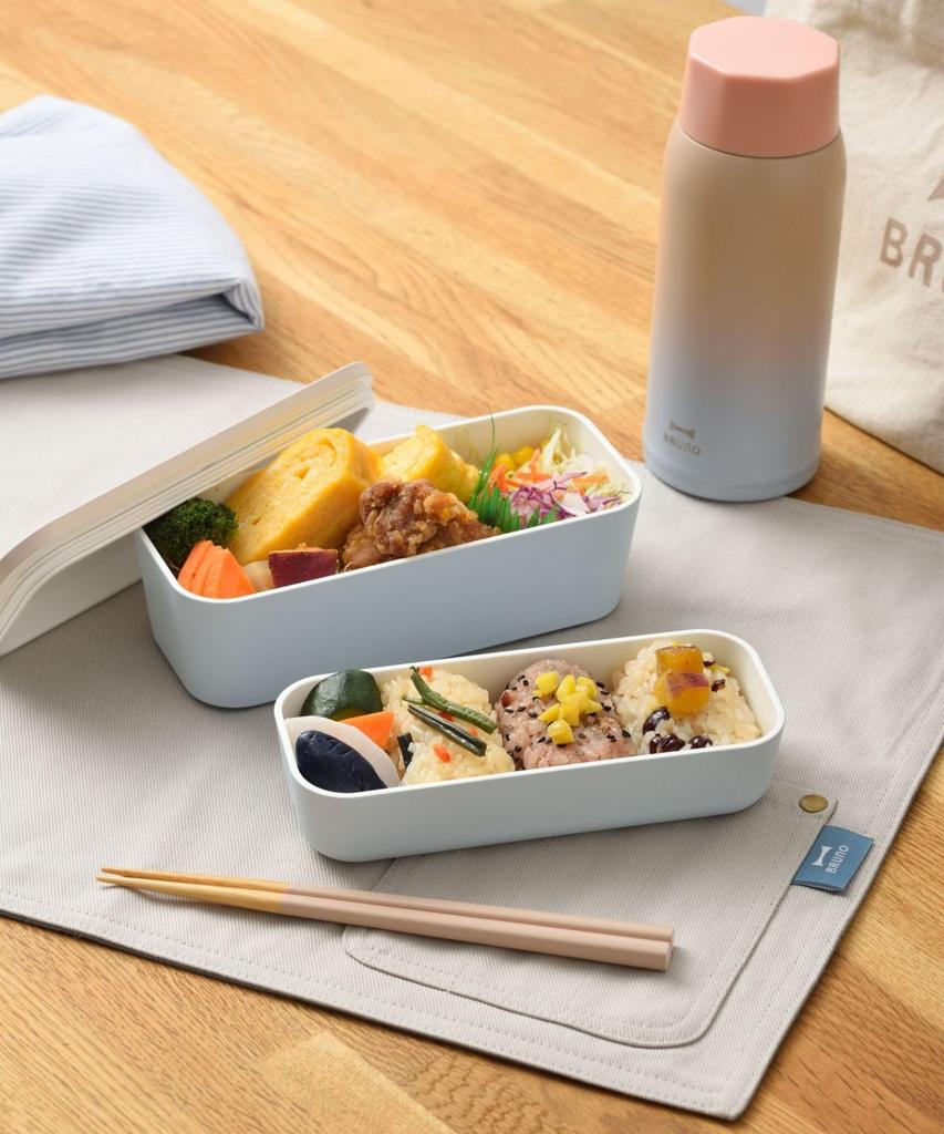 BRUNO Yamanaka Lacquer Lunch Dishwasher and Microwave No Size Two-Tier Box, Two-Tone, Safe, Gray, Included, RBHK013-GY