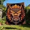 1pc Dragon Mask Design Outdoor Flannel Blanket Soft All Season Polyester Throw , Perfect for Picnics & Travel , Picnic Accessory