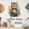 Catone Cat Coffee Time Cafe Фон Атмосфера Декоративные Наклейки На Стены
