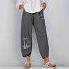 Women Lady Casual Flowers Print Elastic Waist Wide Leg Pants Trousers