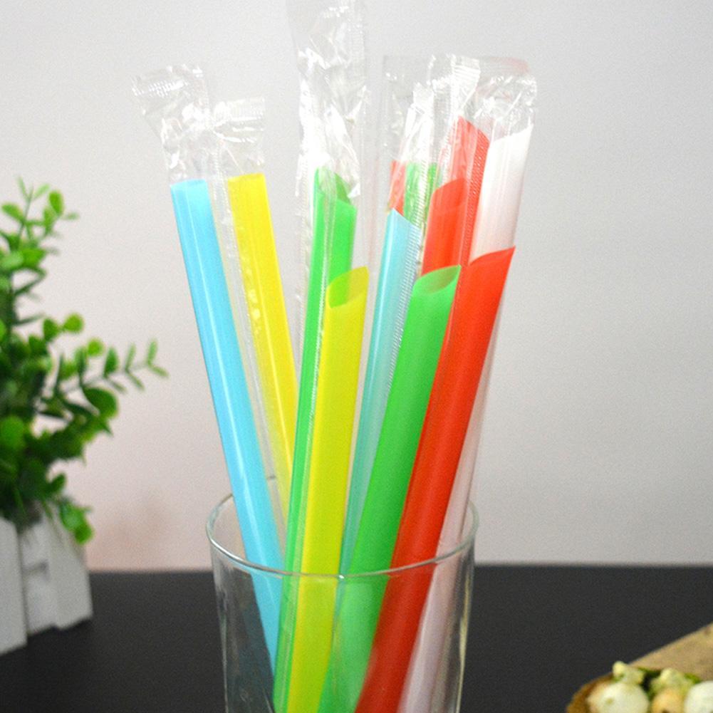 100PCS Disposable Jumbo Colored Straw Pearl Milk Tea Bubble Tea Juice Drink Beverage Drinking Straw Party Supplies 19cm