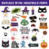 30pcs Happy Halloween Photo Booth Props Kit Witch Hat Pumpkin Bat Fancy Selfie Picture Prop for Kids Adults Dress Up Accessories