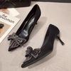Туфли женские туфли на высоком каблуке с застежкой-молнией женские туфли-лодочки на тонком каблуке с острым носком женские туфли с бабочкой и бусинами