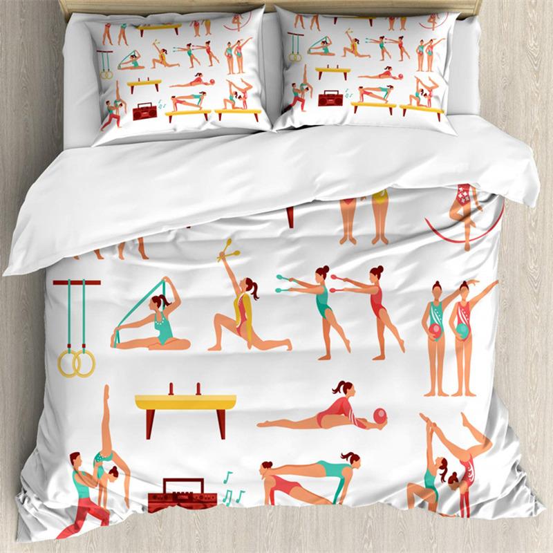Пододеяльник для гимнастики с милым рисунком для девочек-балерин, комплект постельного белья из микрофибры, спортивный пододеяльник, размер Twin King для любителей гимнастики