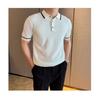 Летняя Новая Модная Вязаная Мужская Рубашка Поло, Шикарная Футболка с Коротким Рукавом Приталенного Кроя в Повседневном Стиле с Отложным Воротником, Тренд