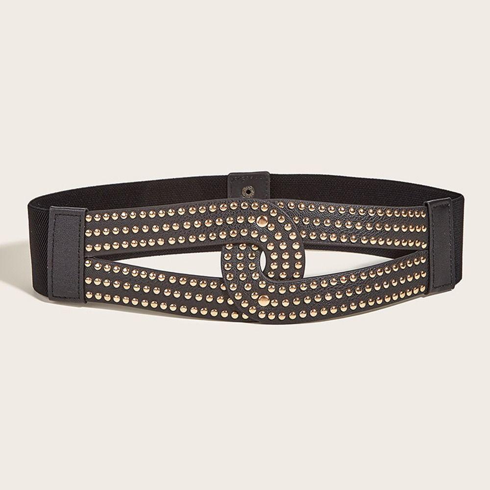 Платье Джинсы Повседневные роскошные широкие ремни Кожаный пояс с заклепками Корсет с эластичными поясами