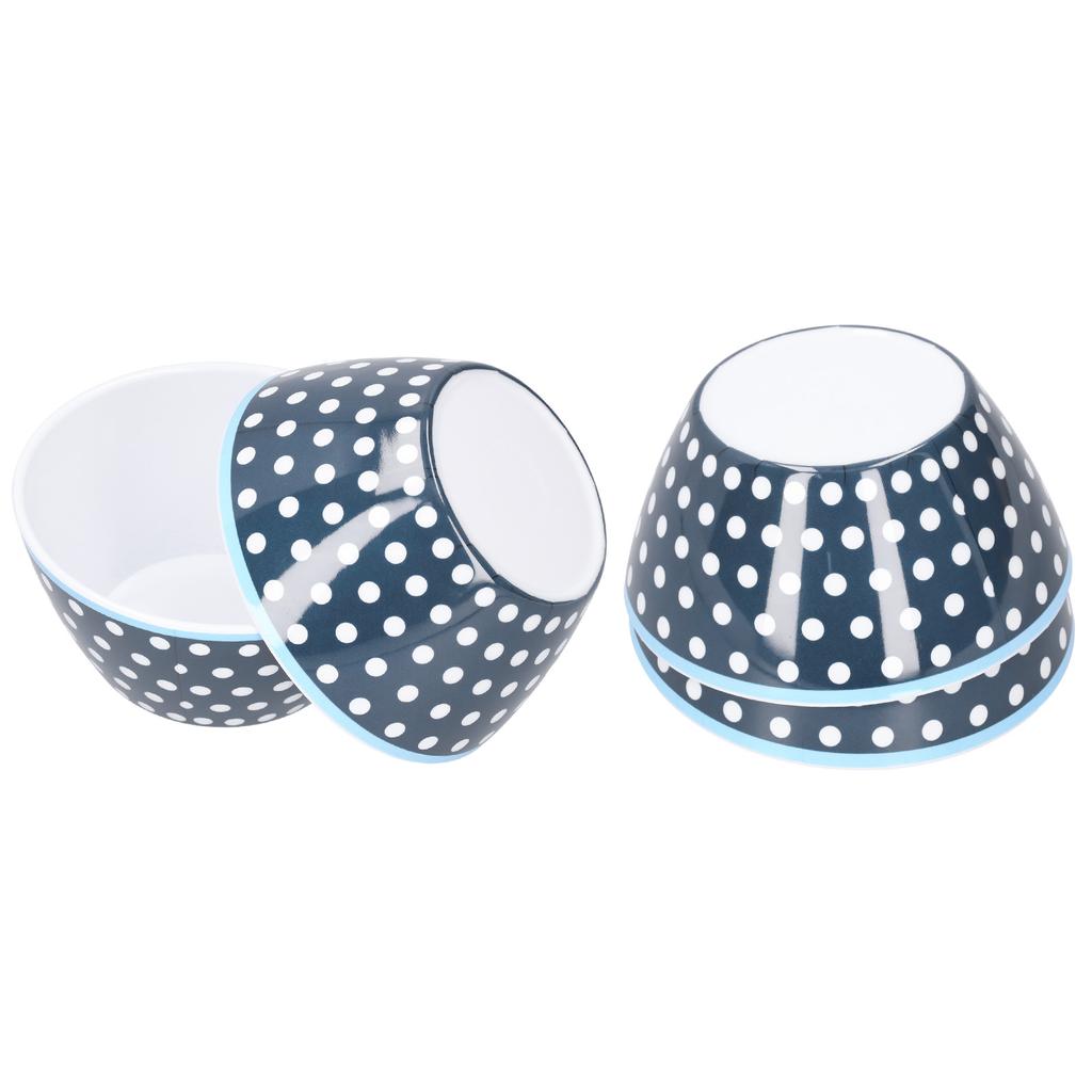4PCS 6in Salad Bowl Dinner Serving Bowl Sets Kitchen Imitation Porcelain DinnerwareDark Blue Dots
