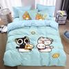 Cartoon Animal Motif,Microfibre Bedding Sets, Children's Bed Linen with Zip Room Decor Duvet Cover for Teenagers Adult 3-Piece