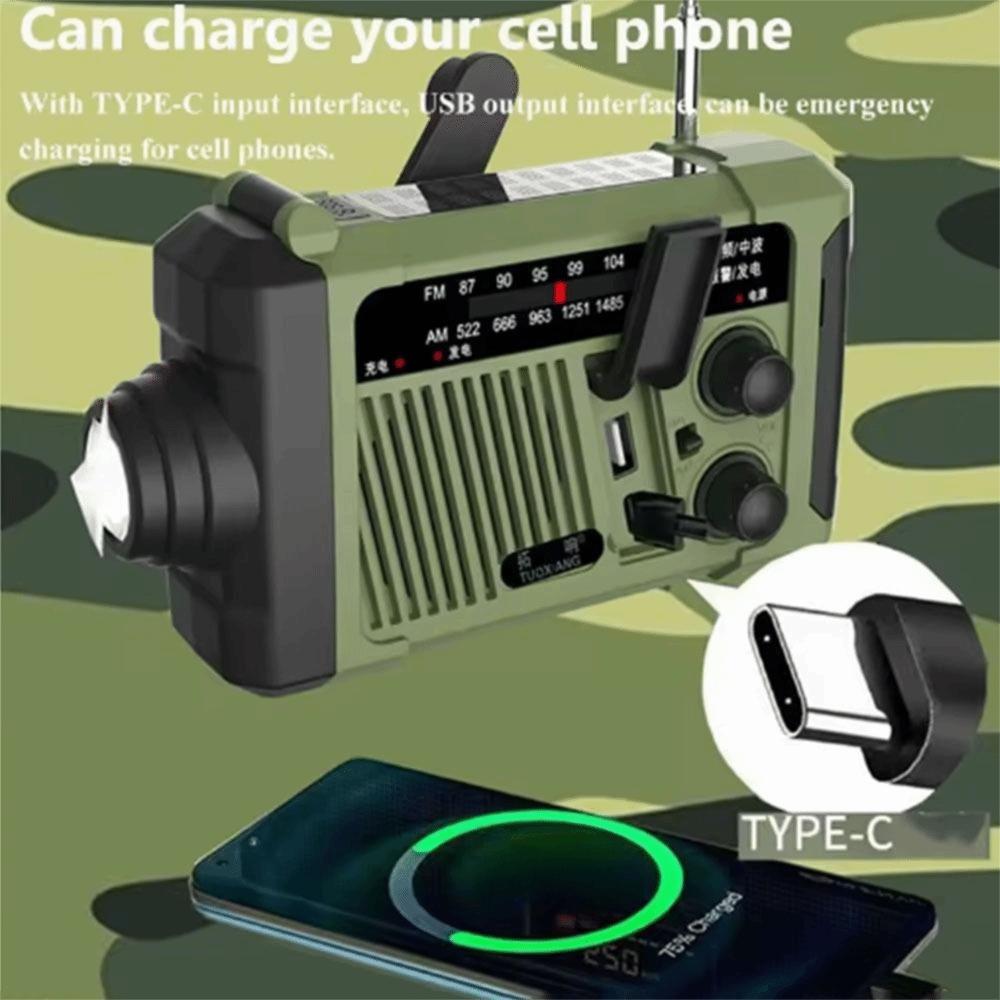 Аварийное радио с солнечной батареей и функцией SOS-сигнала, с фонариком, AM/FM-радио, радио с ручным приводом, для выживания