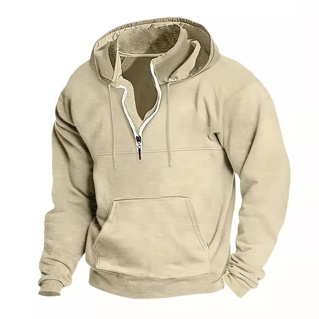 Fashion Hoodie Men's Stand Up Collar Zipper Hooded Sports And Casual Hoodie