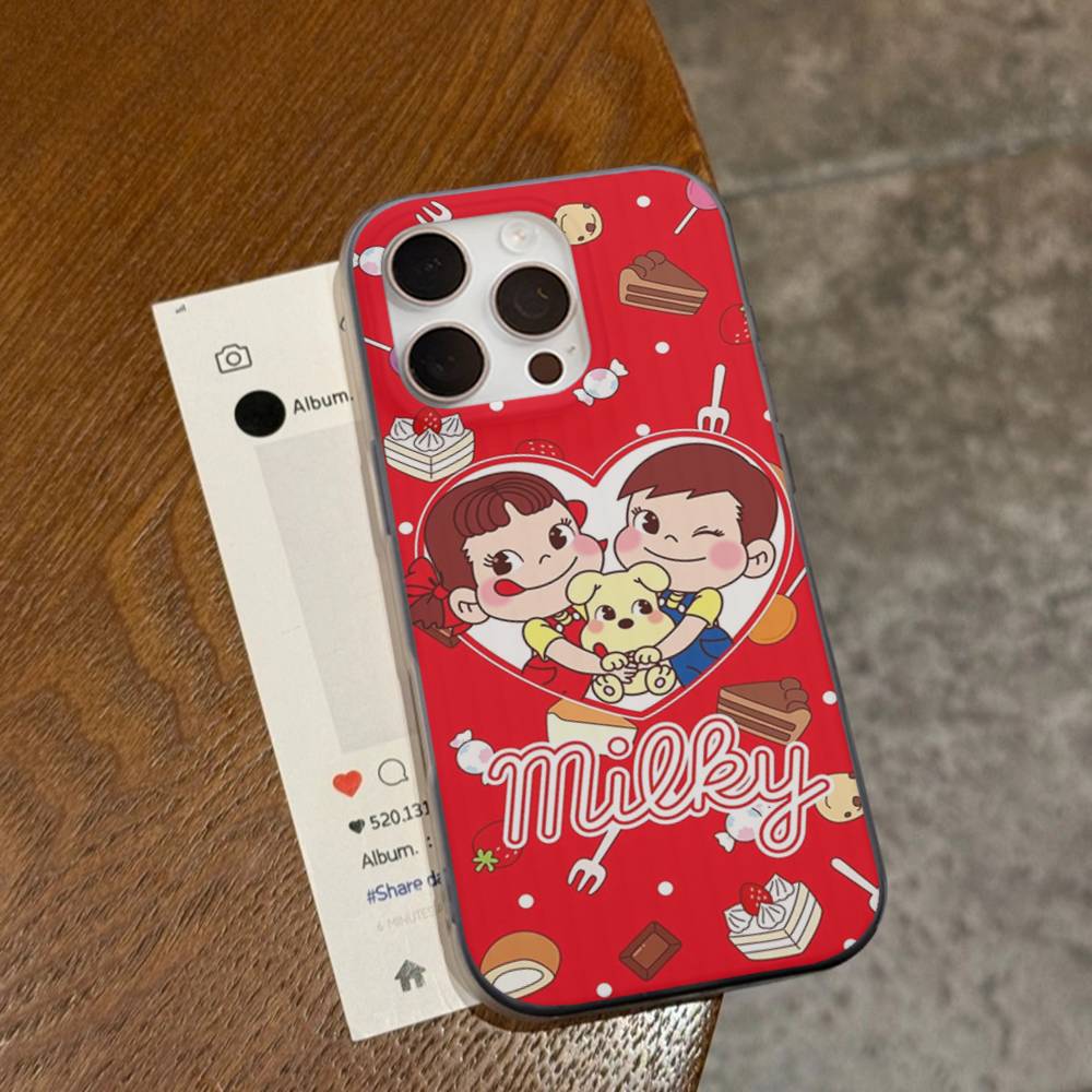 Fujiya Milky Peko Chan For IPhone 16 15 14 13 12 11 17 Pro Max Plus Wave Corrugated Phone Case Anti Drop Cover