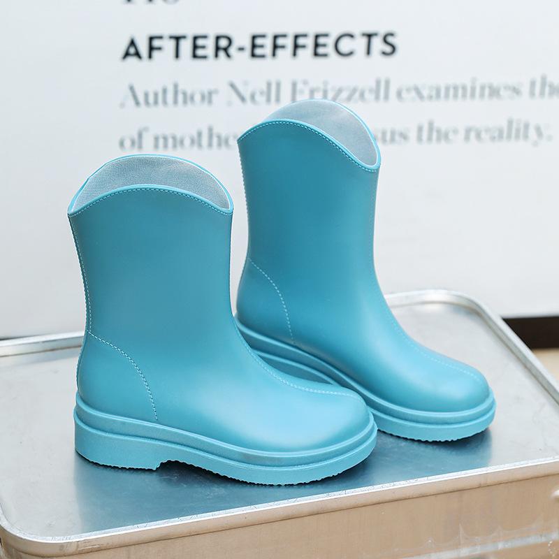 2025 Autumn and Winter New Rain Shoes Medium Tube Women's Non-slip Waterproof Chic Rubber Shoes Wear-resistant Work Go Out Versatile