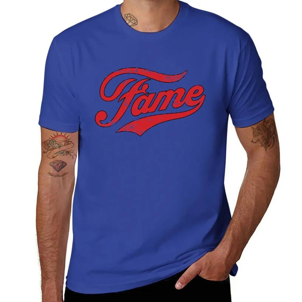 anime clothes boys white t shirts custom t shirt Short sleeve t shirts Fame Retro Vintage Distressed Faded T-Shirt