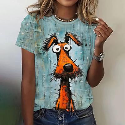 Модная женская футболка с изображением глупой собаки, забавная повседневная футболка с круглым вырезом и короткими рукавами, летняя женская футболка