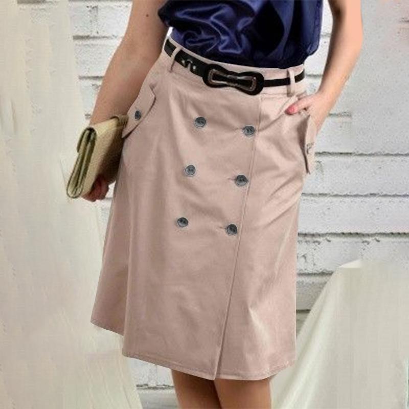 ZANZEA Женские однотонные свободные повседневные юбки на пуговицах