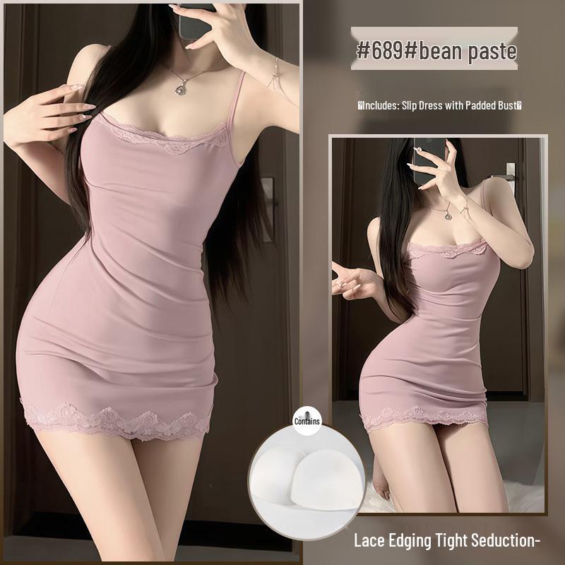 Xianyi Кружевное сексуальное облегающее платье-комбинация Pure Desire - Однотонная одежда для сна 689