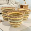 Seagrass & Straw Vase Shaped Baskets – Natural Yellow & Green – Set of 3