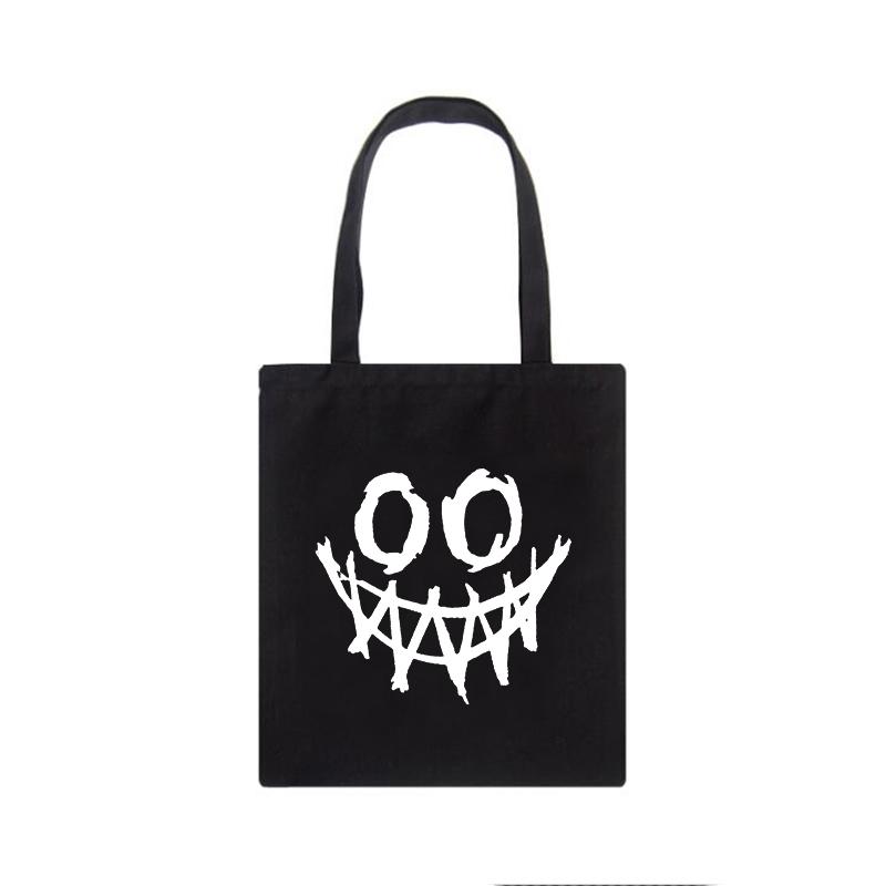 Японская темная сумка-шоппер, готическая холщовая сумка Waves y2k, забавная мультяшная большая вместительная женская сумка Ulzzang, женские сумки на плечо в стиле Харадзюку