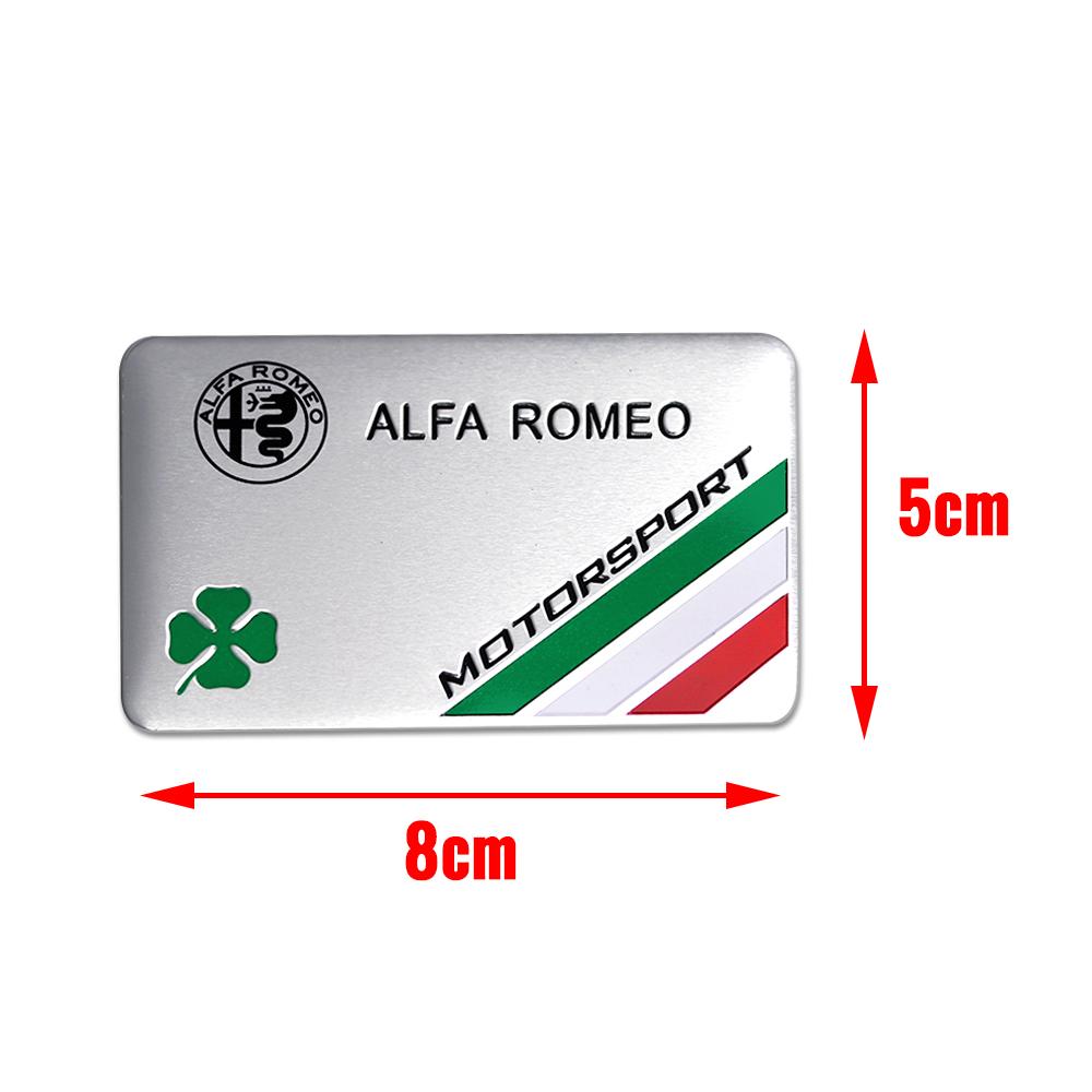 YYCE3 1pc 3D Aluminum Badge Car Body Decor Sticker For Alfa Romeo motorsport Mali Giulietta GT 159 147 156 Mito Giulia F1 Stelvio