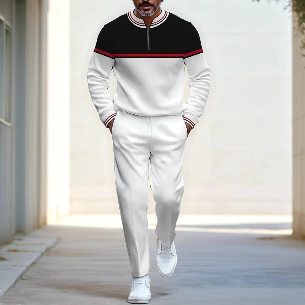 Весенне-осенняя модная уличная одежда Мужской комплект из двух предметов с длинными рукавами, на молнии до середины, со стойкой, мужская повседневная спортивная одежда