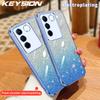 KEYSION Роскошный чехол-бампер с покрытием и блестками для VIVO V27 5G V27e, прозрачный мягкий ТПУ, противоударная задняя крышка для VIVO V27e V27 5G