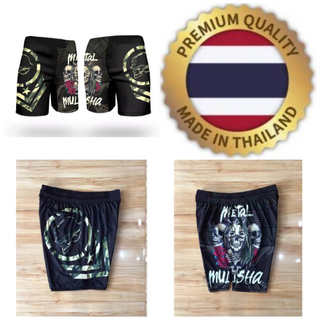 MMA Muay Thai Kickboxing Boxing Shorts Metal Skull UFC Unisex Men Women Kids Pants Fighting Fitness Gym Training Sport Workout
