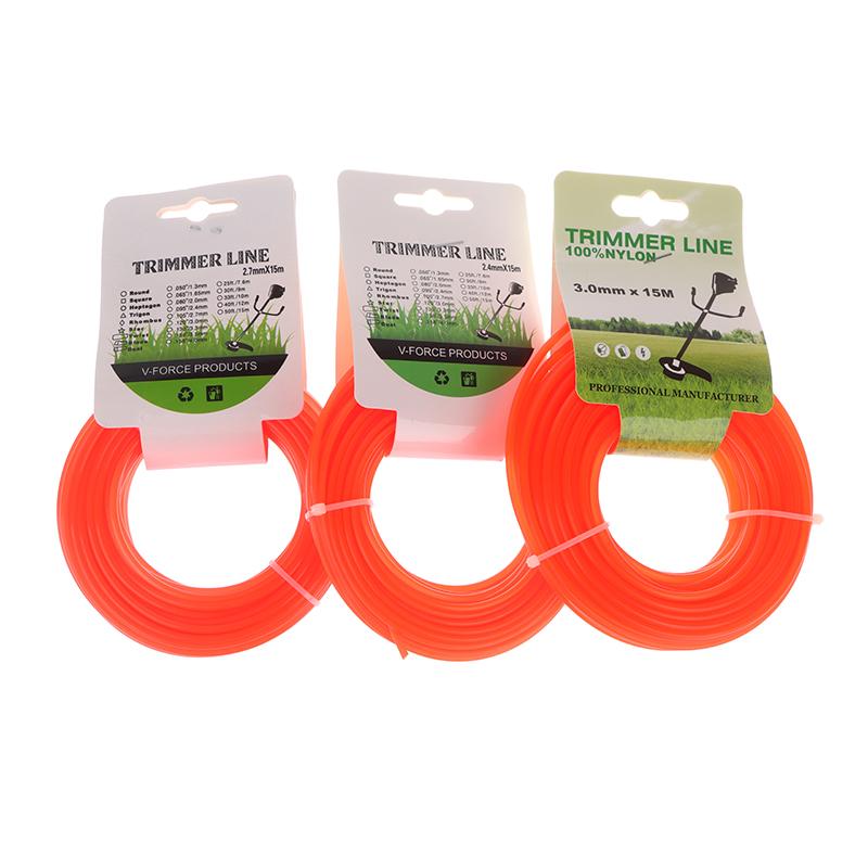 1 шт. 15 м*2,4 мм/2,7 мм/3 мм нейлоновый триммер для кошения травы веревка для кустореза