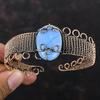Owyhee Blue Opal Cuff Bracelet Copper Wire Wrapped Bangle Gemstone Jewelry Unique Bangle Adjustable Bangle For Gift Handmade Copper Jewelry
