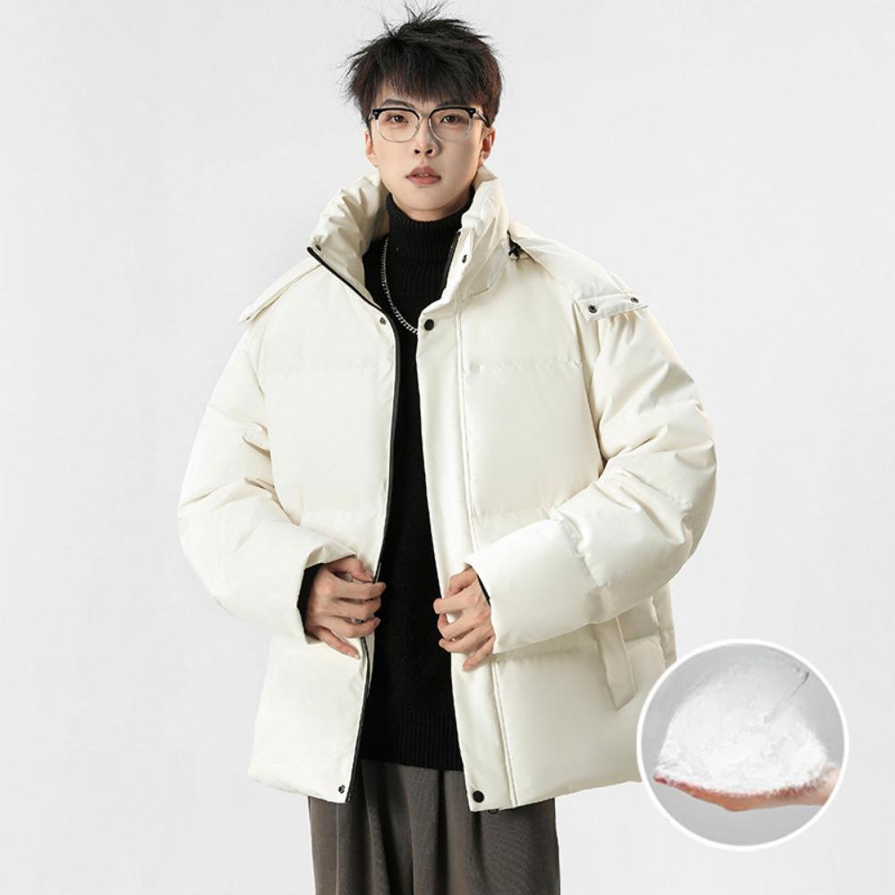 Winter Korean Version of the New Men's Solid Color, Hooded Down Jacket Trendy Internet Celebrities with the Same Thickened Warm Jacket