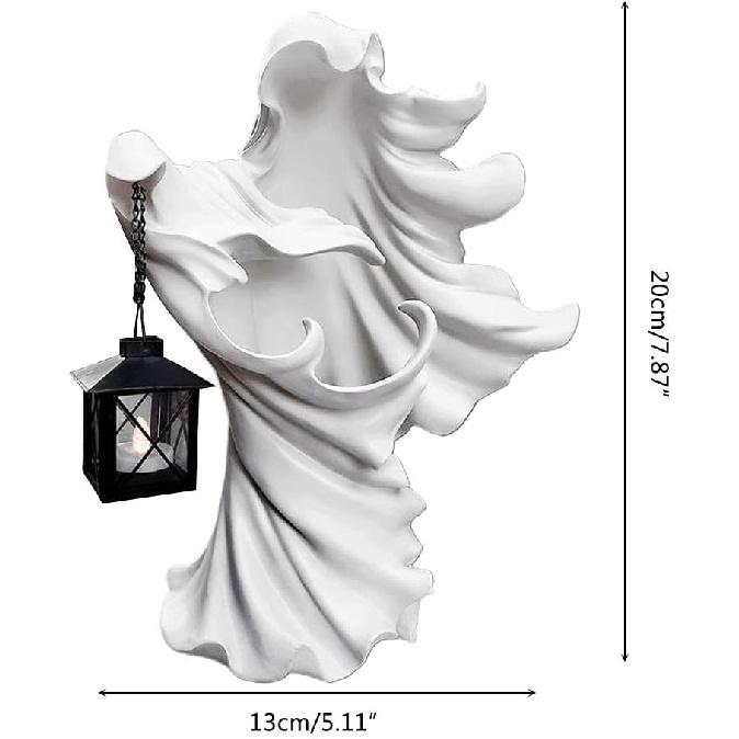 Cracker Barrel Ghost Lantern Statue - 7.87" Garden Yard Home Party Halloween Decoration