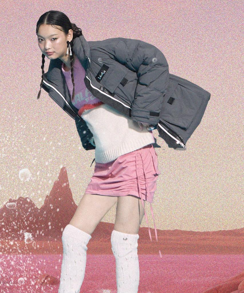 Lalafox Utility Goose Down Jacket Charcoal Bp4Nk004