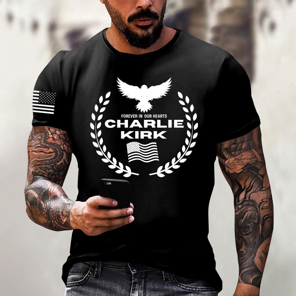 Fashionable Round Neck Short Sleeve Work Clothes Printed Tops For Mens Summer Tops
