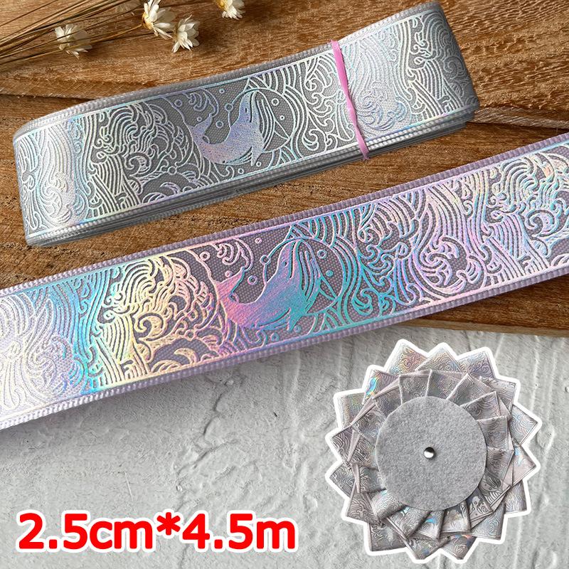 2,5 см x 4,5 м/рулон Несколько цветов Головной убор Шляпа Горячее тиснение Узор Брошь Значок Лазерный узор Подарочная коробка
