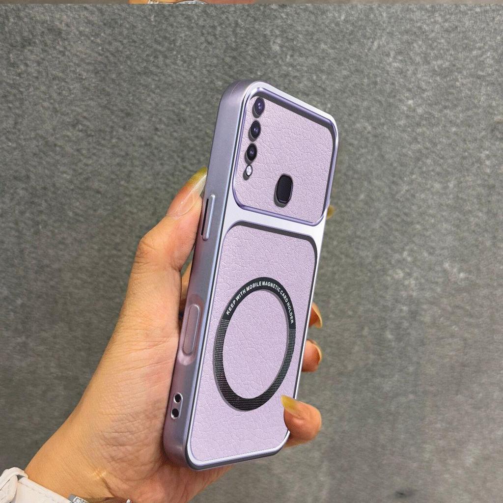 Улучшенный защитный чехол с большим объективом для Vivo Y19, роскошный кожаный чехол с магнитным кольцом